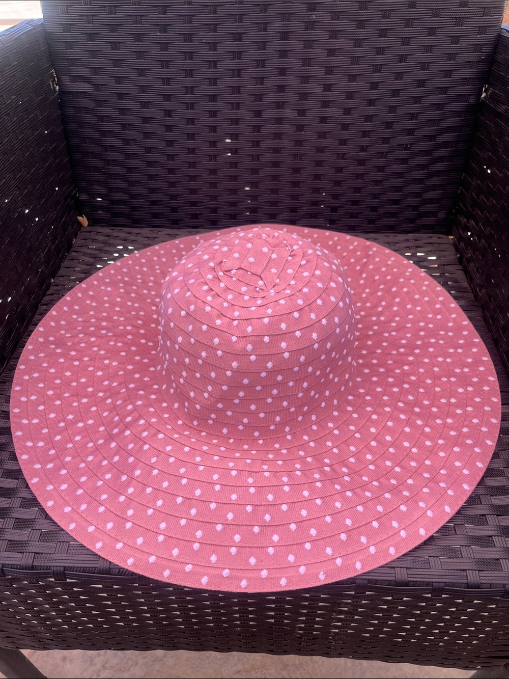 NYC Wide-Brim Pink Polka Dot Sun Floppy Hat